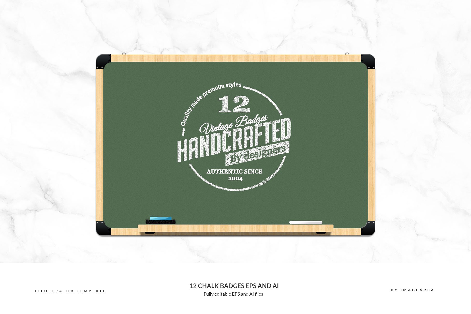 12个手绘粉笔黑板画徽章 12 Chalk Badges EPS and AI