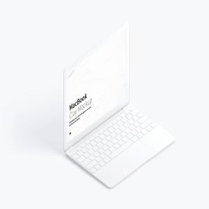 MacBook超极本屏幕演示效果左视图样机 Clay MacBook Mockup, Isometric Left View
