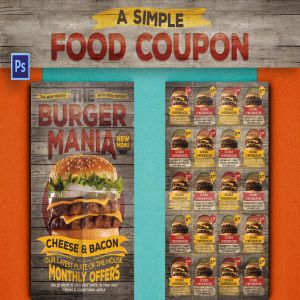 西式快餐优惠券传单设计模板 Rustic Fast Food Coupon