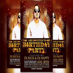 生日派对聚会宣传人物海报设计模板 Birthday Party Flyer Template