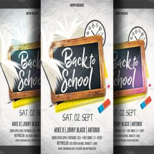 重返校园系列聚会传单模板 Back to School Party Flyer Template
