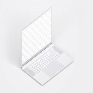15寸MacBook Pro苹果笔记本电脑左视图样机模板 Clay MacBook Pro 15″ with Touch Bar, Left Isometric View Mockup