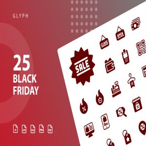 黒五购物狂欢节矢量图标设计素材 Black Friday Glyph