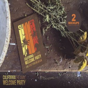 花卉装饰场景海报设计样机模板 Vintage Flowers Duo