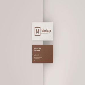 高端企业商务名片设计效果图样机模板 Elegant Business Card Mockup插图1