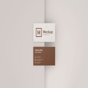 高端企业商务名片设计效果图样机模板 Elegant Business Card Mockup