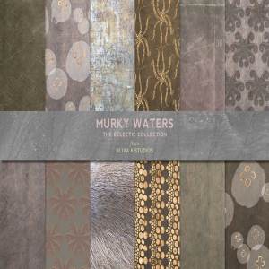 玫瑰金水彩海洋生物图案纹理 Murky Waters: Rose Gold & Watercolor