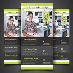 经典电脑维修传单模板 Computer Repair Flyer Template