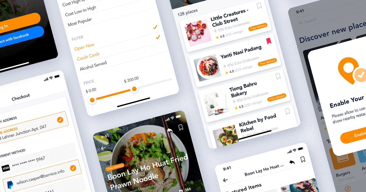 网上订餐点餐类APP应用UI设计套件 Foody – Ordering Restaurant Mobile UI Kit
