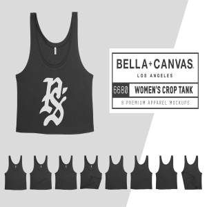 超短款女士运动背心服装样机 Bella Canvas 6680 Women’s Crop Tank