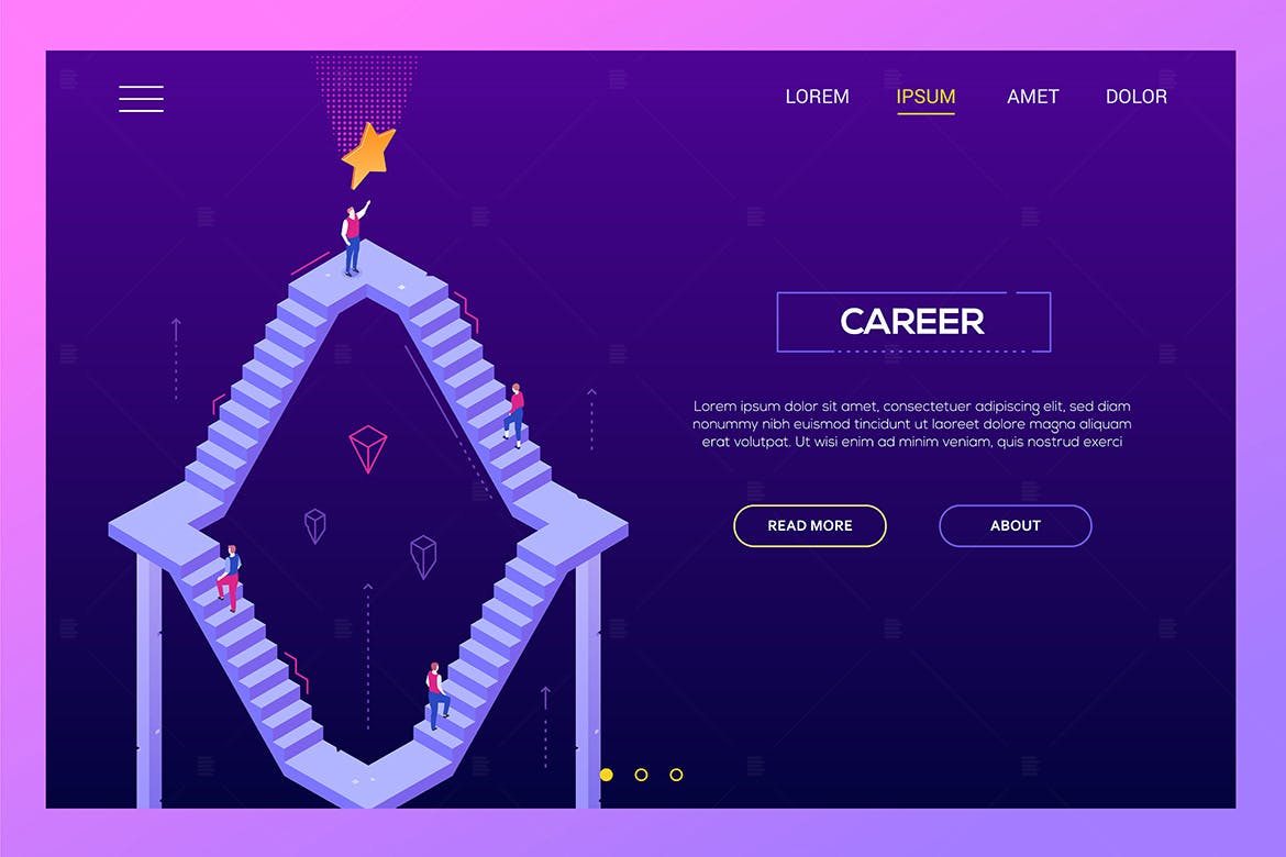 职业生涯主题网站Banner插画设计素材 Career – isometric web banner