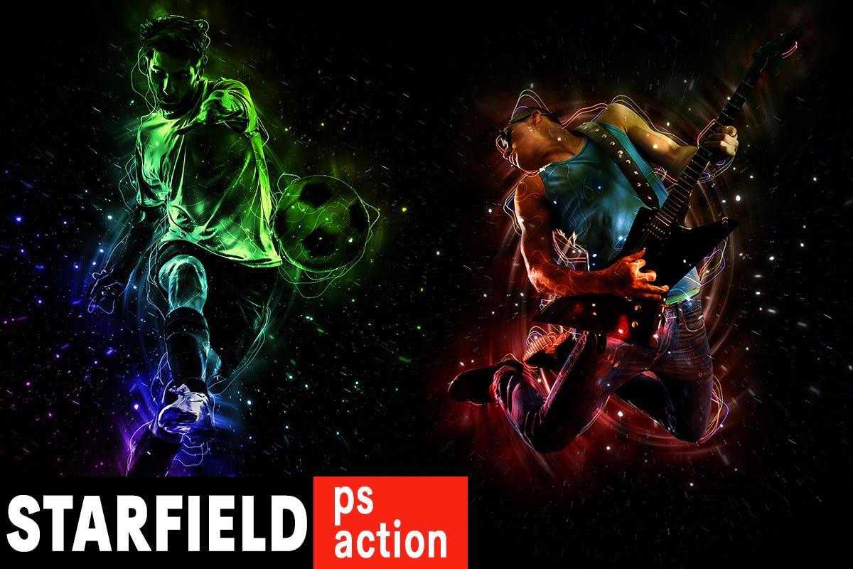 炫酷星光动感光影照片背景特效PS动作下载 Starfield Photoshop Action