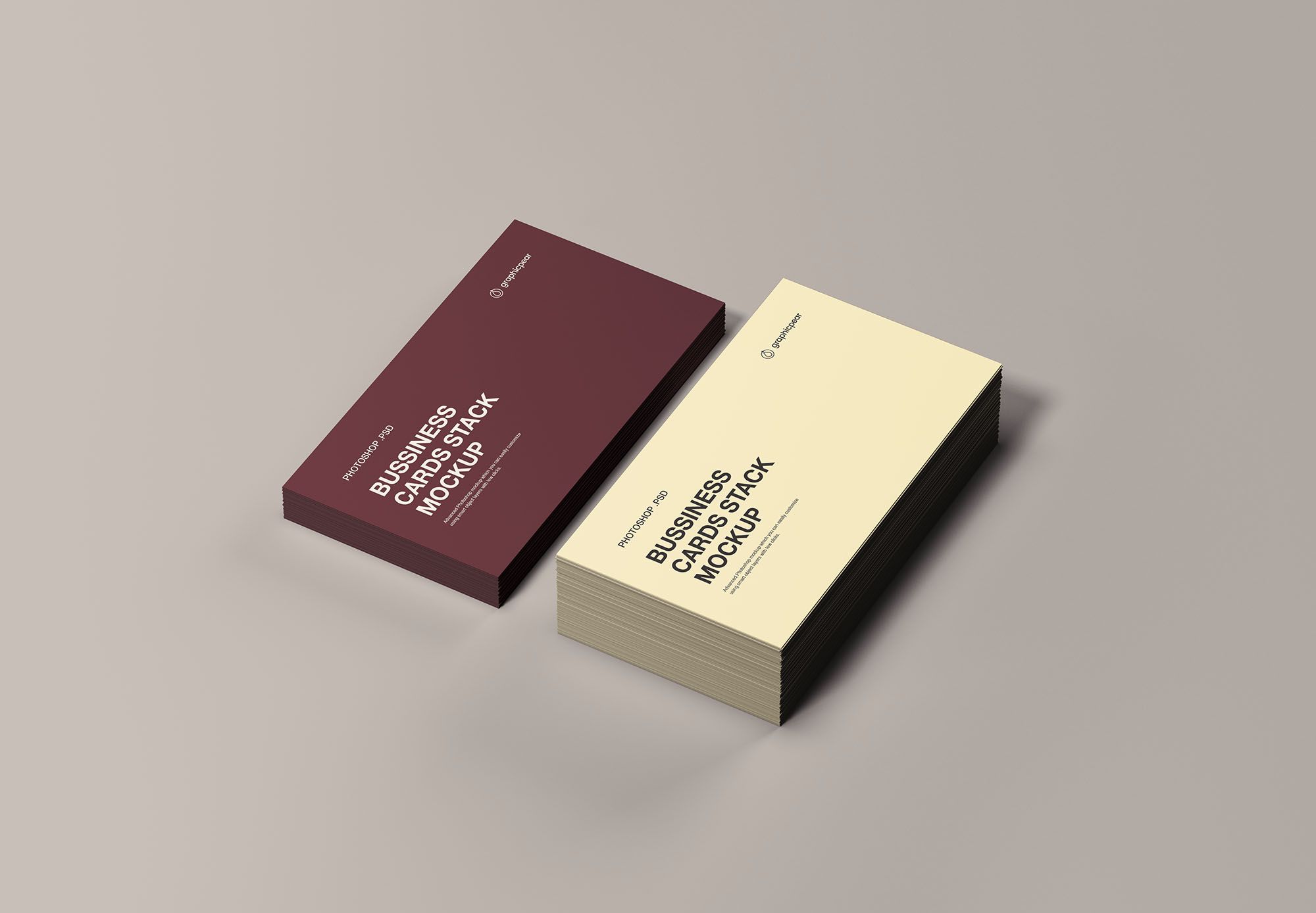 企业名片设计叠放效果图样机模板 Business Cards Stack Mockup