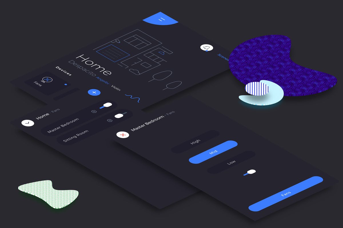 互联网智能家居应用主界面UI套件v.2 Smart Home Fans Ui v.2