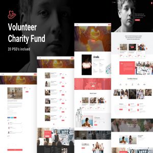 志愿者＆慈善组织公益网站设计PSD模板 Volunteer & Charity Fund PSD Template