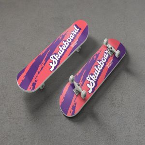 滑板喷漆图案设计预览PSD样机模板 Skateboard PSD Mockups插图1
