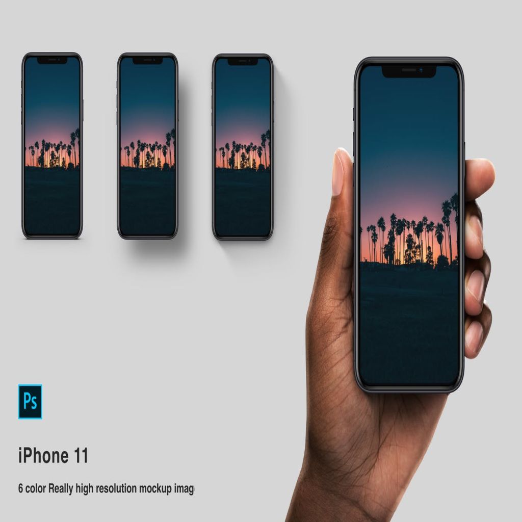 6色高分辨率iphone 11手机样机psd模板high Res Mockup For Iphone 11 一流设计网