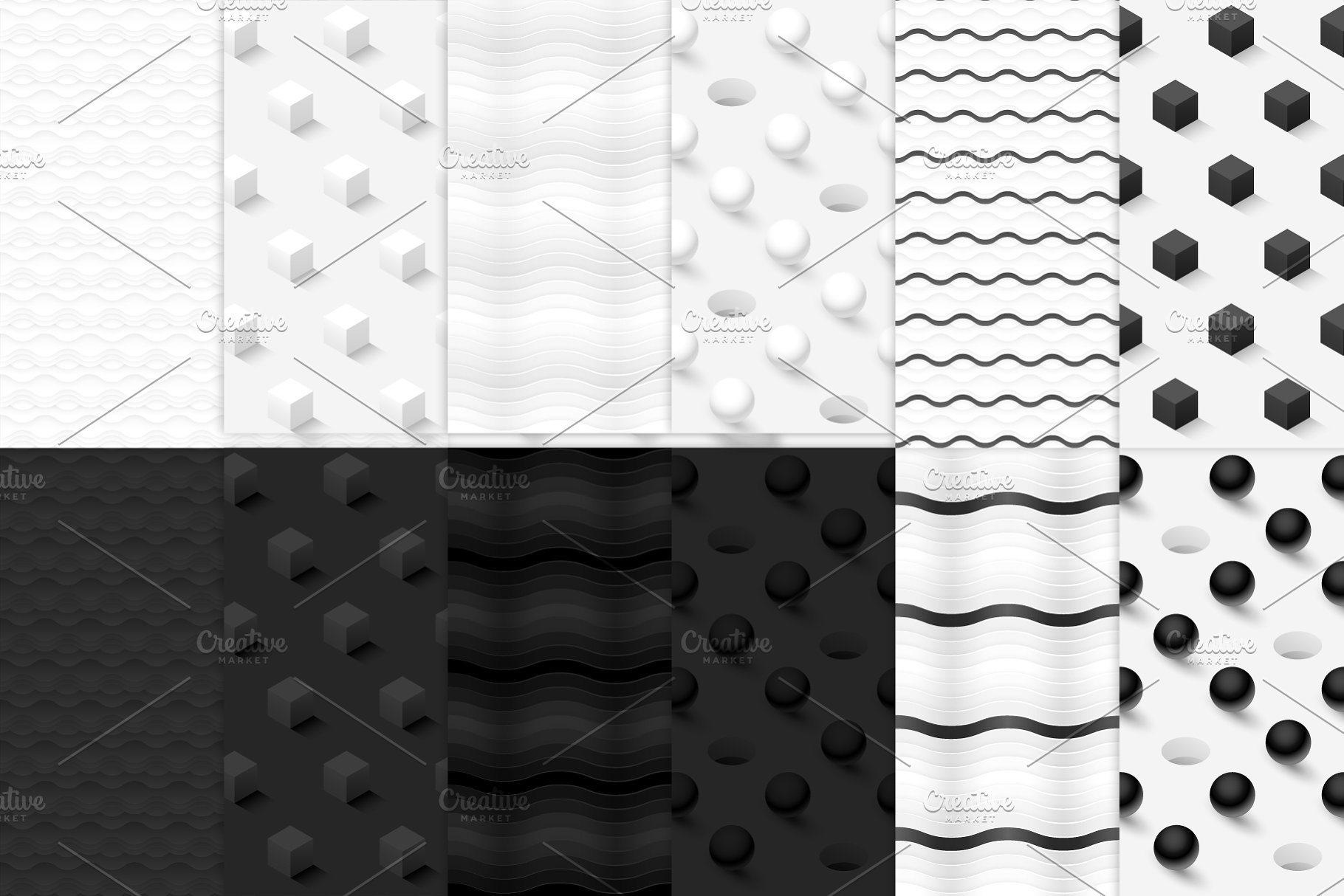 12款现代极简主义无缝几何图案背景 12 modern minimalist patterns