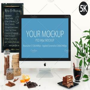 饮食餐厅工作场景iMac样机模板 iMac mockup – (cooking)