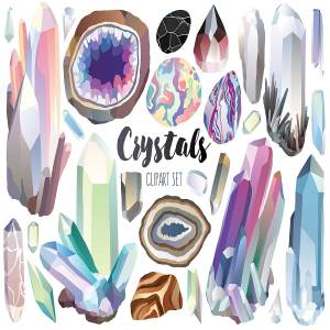 水晶宝石剪贴画素材 Crystals & Gems Clipart Bundle