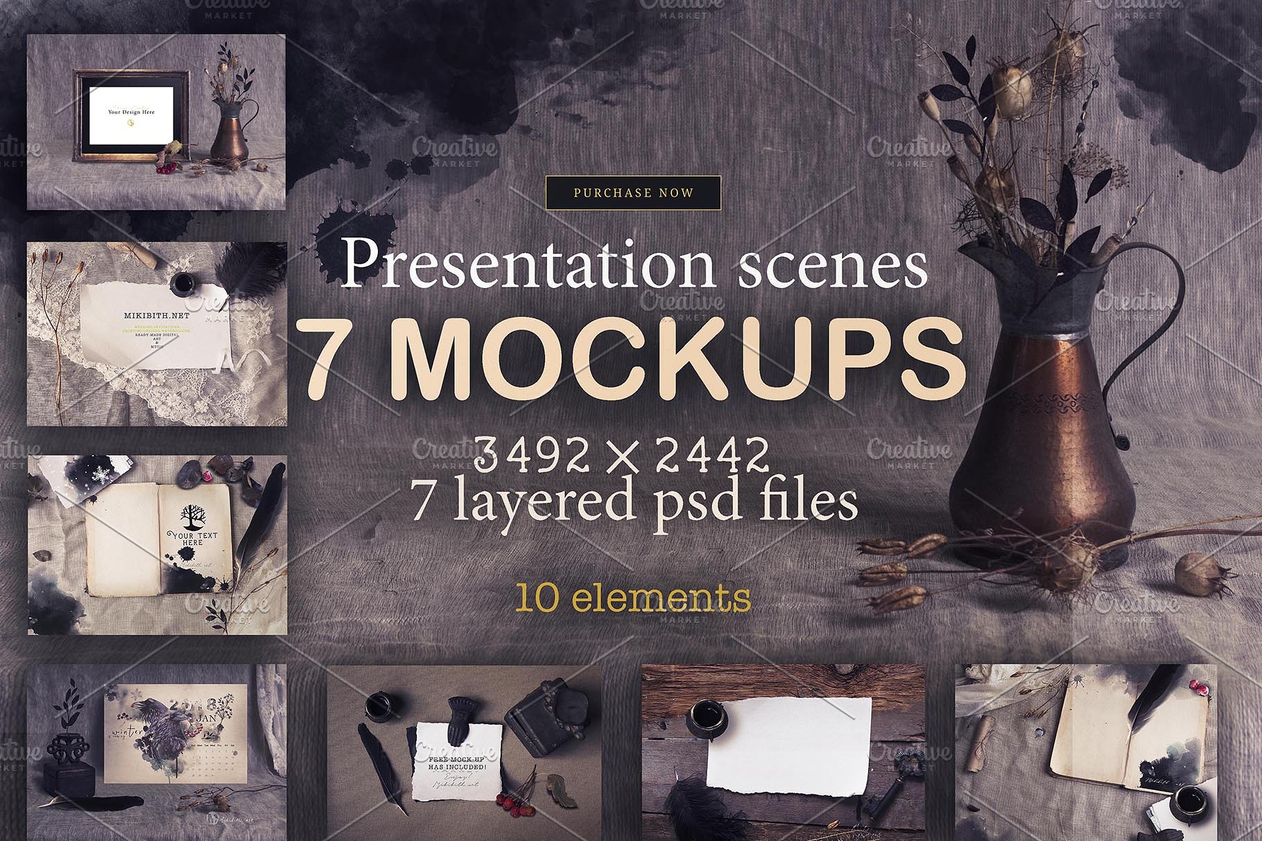 充满乡村风格的场景样机模板 Rustic Scense mockups