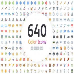 渐变色矢量图标集 640 Vector Line Icons – Color