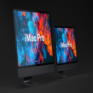 酷黑背景iMac Pro一体机电脑样机模板 Dark iMac Pro Mockup插图12