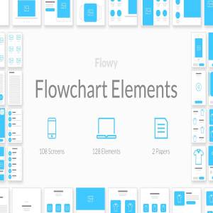 UI 设计线框图元素素材包 Flowchart elements（Web&手机端，for Photoshop & Sketch ）