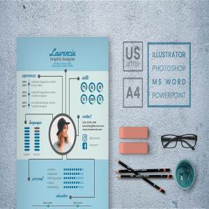 优雅的淡蓝色个人简历设计模板