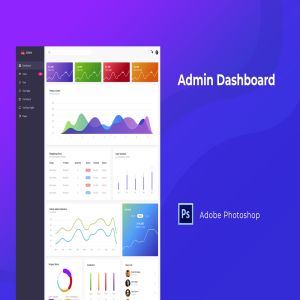 数据统计分析系统网站后台界面设计PSD模板 Admin Dashboard Template for Photoshop