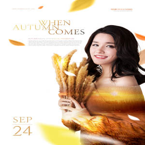 秋季主题双重曝光海报图片psd素材