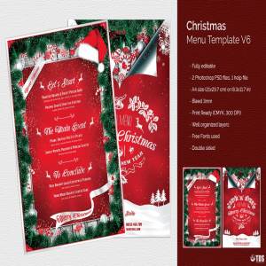 圣诞节主题菜单PSD模板V.6 Christmas Menu PSD V6