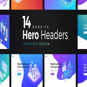 14套等距概念插画巨无霸焦点图网站Header设计模板