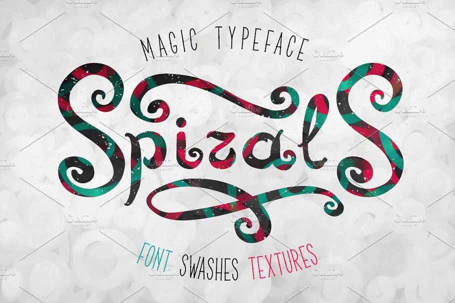 手写装饰字体&抽象背景 Spirals script & abstract background