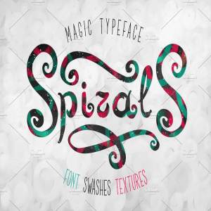 手写装饰字体&抽象背景 Spirals script & abstract background