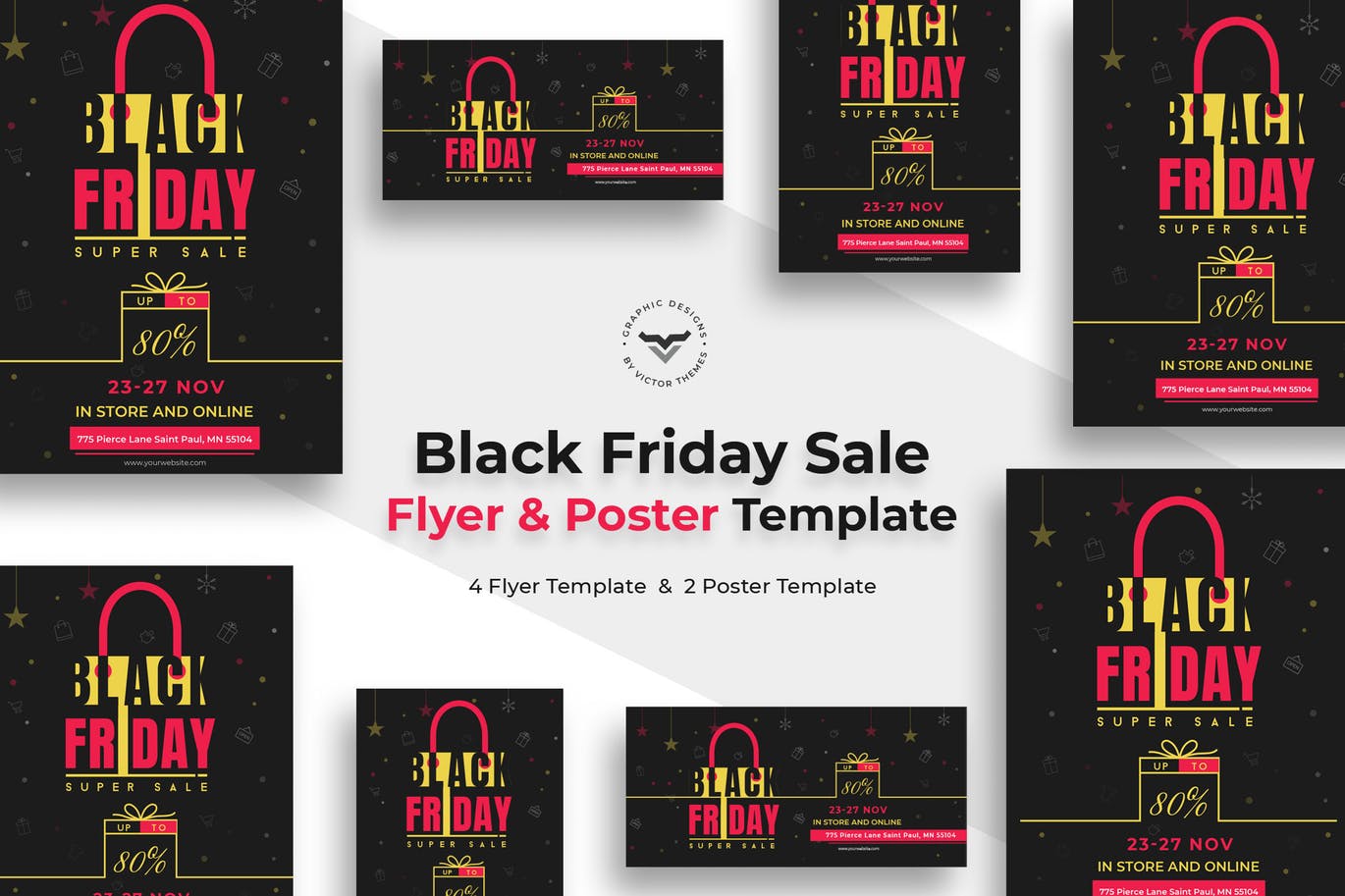 时尚黑金质感的黑色星期五海报banner设计模板