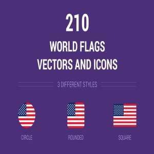 210枚世界各地国家旗帜矢量图形&图标 210 World Flags Vectors and Icons