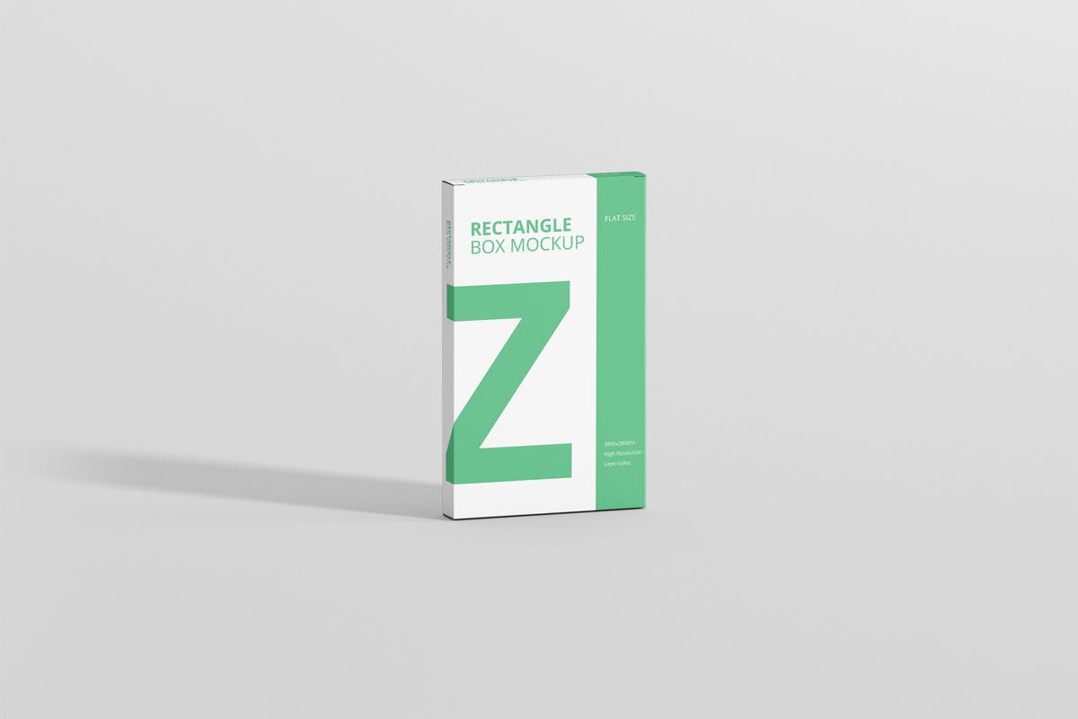 中号扁平矩形药盒包装样机 Box Mockup – Medium Size Flat Rectangle