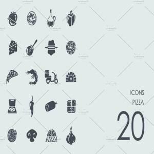 一组简单的披萨样式图标 Pizza icons