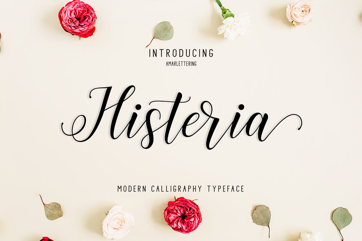 飘逸舞蹈线条手写英文草书字体 Histeria Script