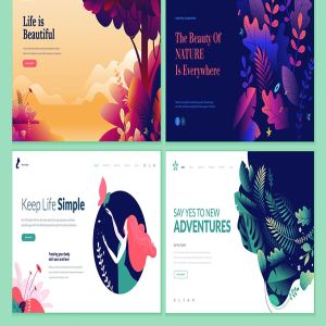 女性品牌网站设计适用的概念插画素材 Set of Beauty Web Page Design Templates