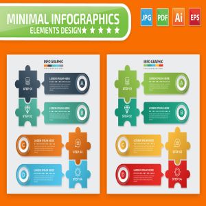 拼图风格流程步骤信息图表设计矢量图形素材 Puzzle Infographic Elements Design