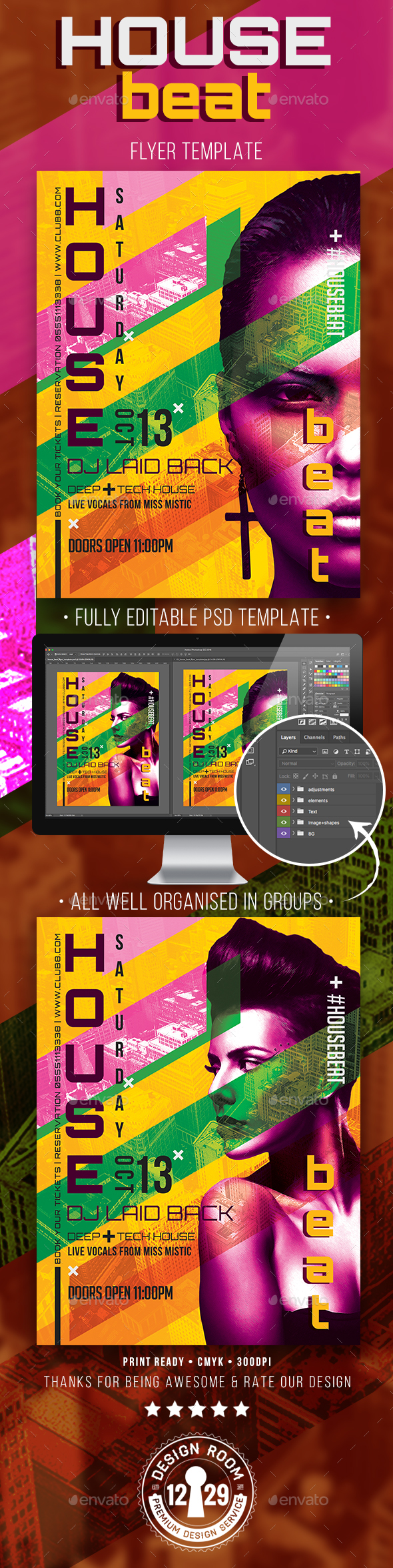 俱乐部宣传海报模板下载 House Beat Flyer Template [psd]