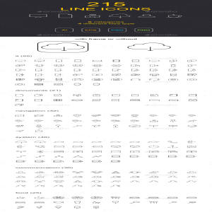 线框图标素材包 215 Line Icons(PSD, EPS, AI, JPG&PNG)