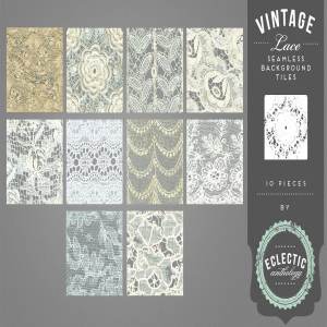 复古蕾丝花边无缝纹理 Vintage Lace Seamless Backgrounds