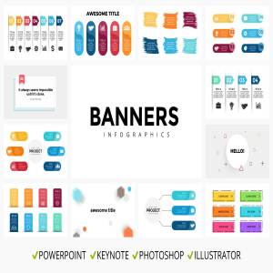 Banner图形信息图表幻灯片设计模板素材 Banners. Infographic templates.