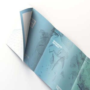 四折页设计小册子传单内页排版设计样机01 Inside Square 4-Fold Brochure Rolled Page Mockup 01