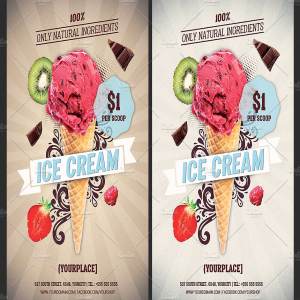 雪糕店广告促销海报模板 Ice Cream Shop Offer Flyer Template