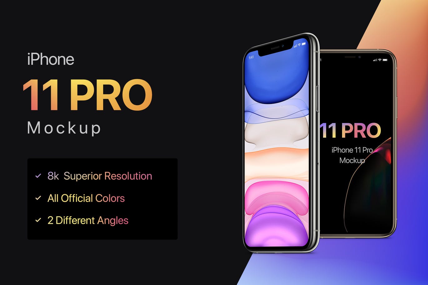 8K超高清分辨率iPhone 11 Pro手机样机模板 iPhone 11 Pro Mockup