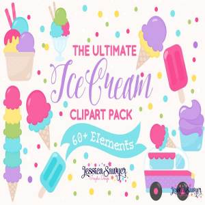 手绘风格冰淇淋矢量素材 The Ultimate Ice Cream Clipart Pack
